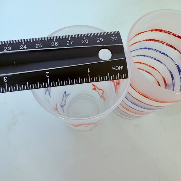 Dartington France Patriotic Tumblers Frosted Glass Set of 4 Stars Stripes July 4 - Picture 13 of 13